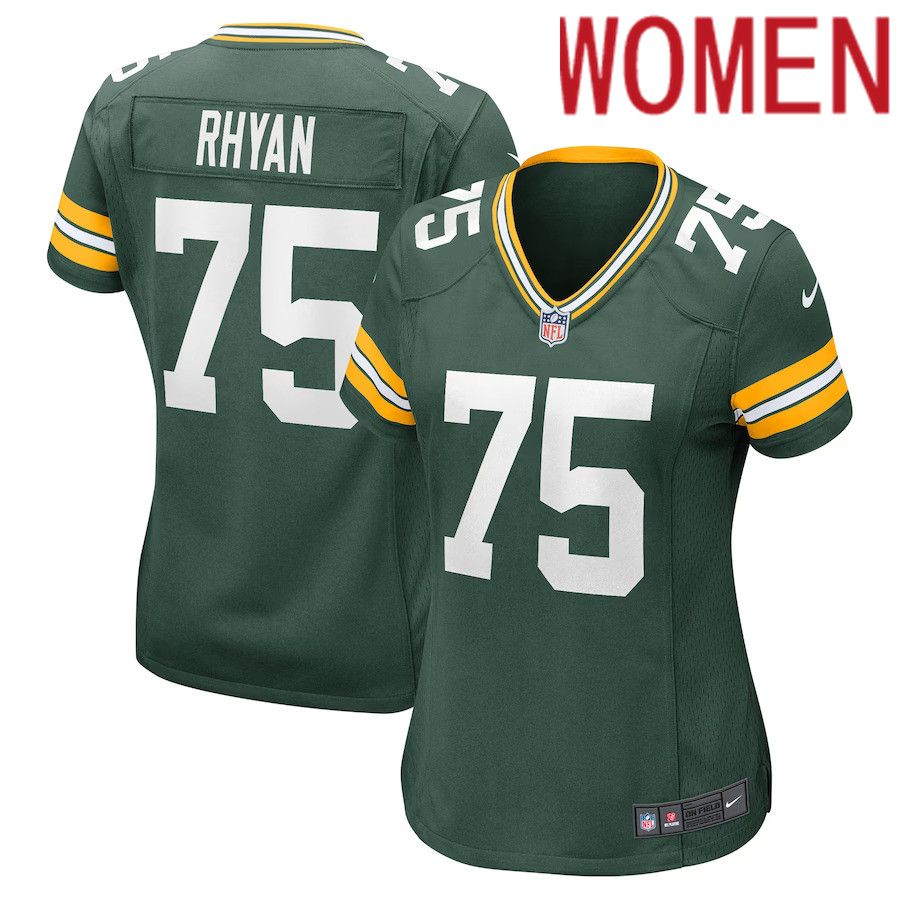 Women Green Bay Packers #75 Sean Rhyan Nike Green Player Game NFL Jersey